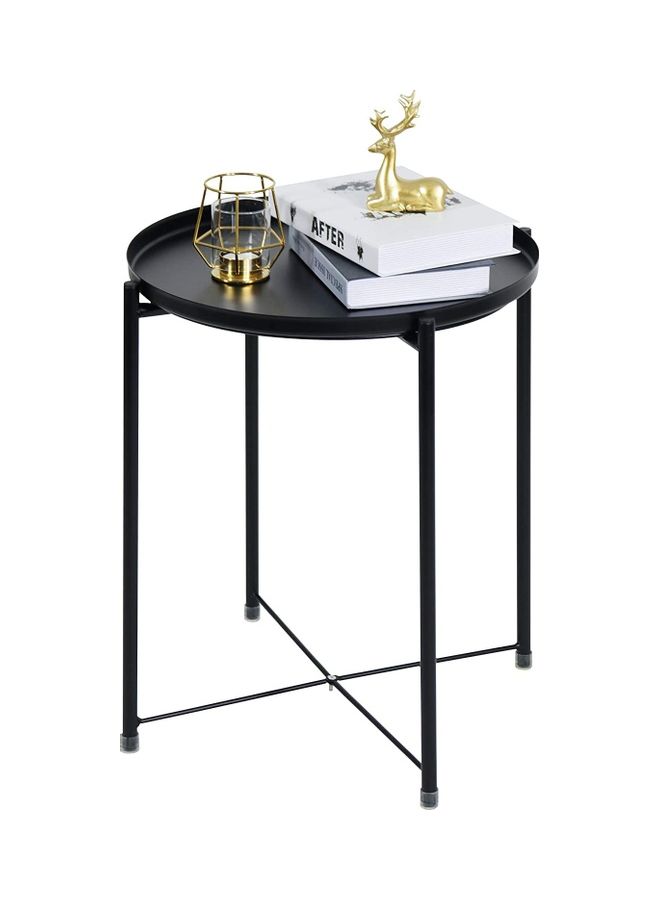 XiuWoo Round Tray Table Black 52 x 44 x 42cm - Image 1
