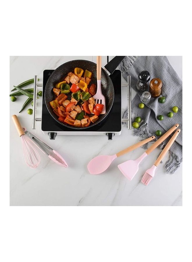 شو وو طقم أدوات طبخ من السيليكون مكون من 11 قطعة أسود / بيج one sizeسم - Image 4