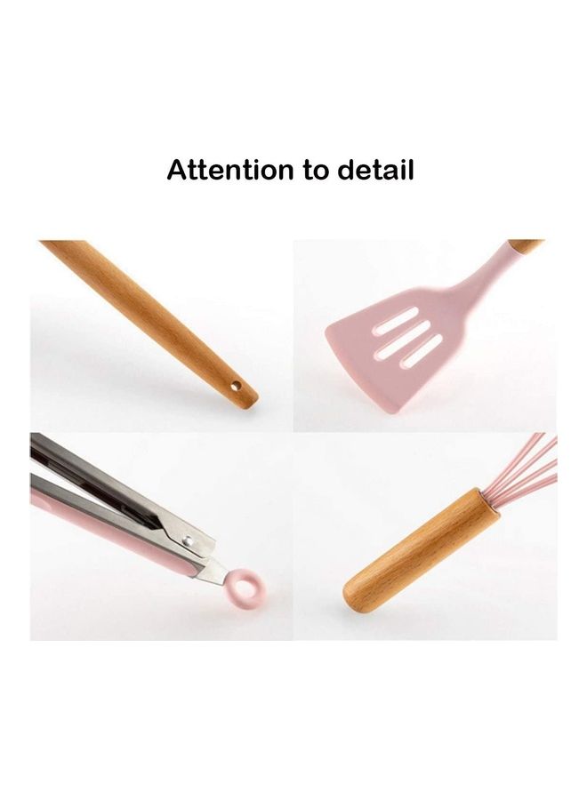 شو وو طقم أدوات طبخ من السيليكون مكون من 11 قطعة أسود / بيج one sizeسم - Image 5