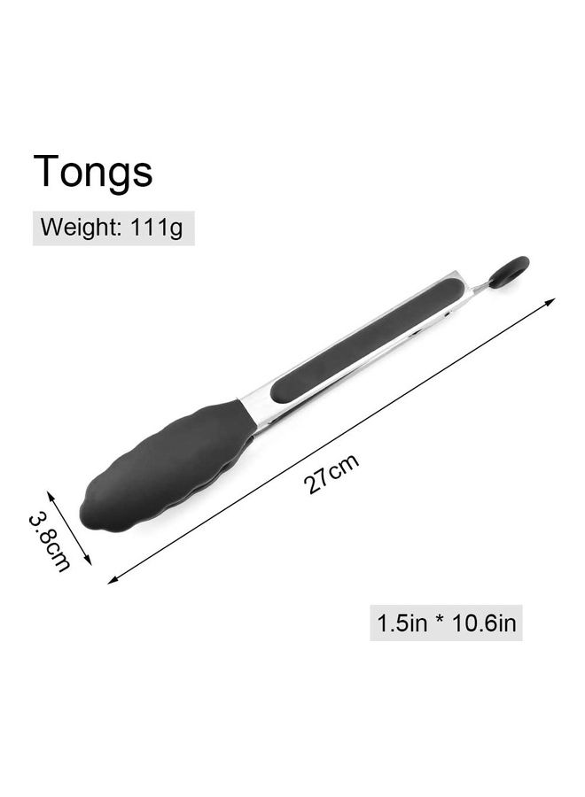 XiuWoo 11-Piece Silicone Kitchen Utensils Set Black/Beige one sizecm - Image 5