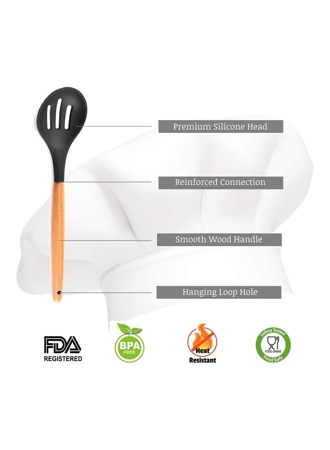XiuWoo 16-Piece Silicone Kitchen Utensils Cooking Spoon Set Beige/Black one sizecm  - Image 2