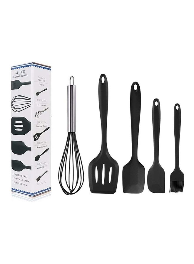XiuWoo 5-Pieces Premium Silicone Kitchen Utensils Set Black One Size  - Image 1