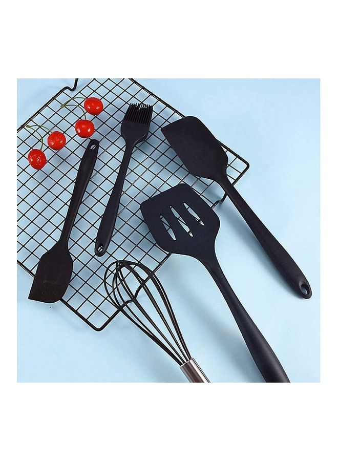 XiuWoo 5-Pieces Premium Silicone Kitchen Utensils Set Black One Size  - Image 2