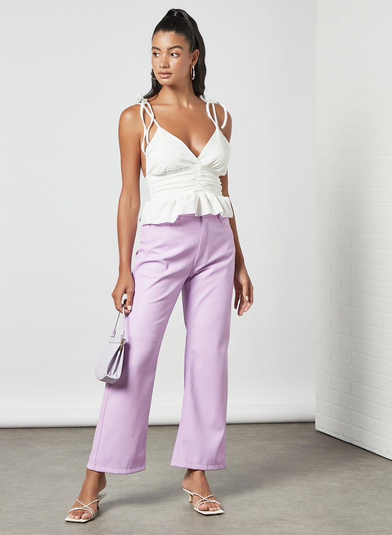 FEMME LUXE Ruffle Hem Strap Top White - Image 2
