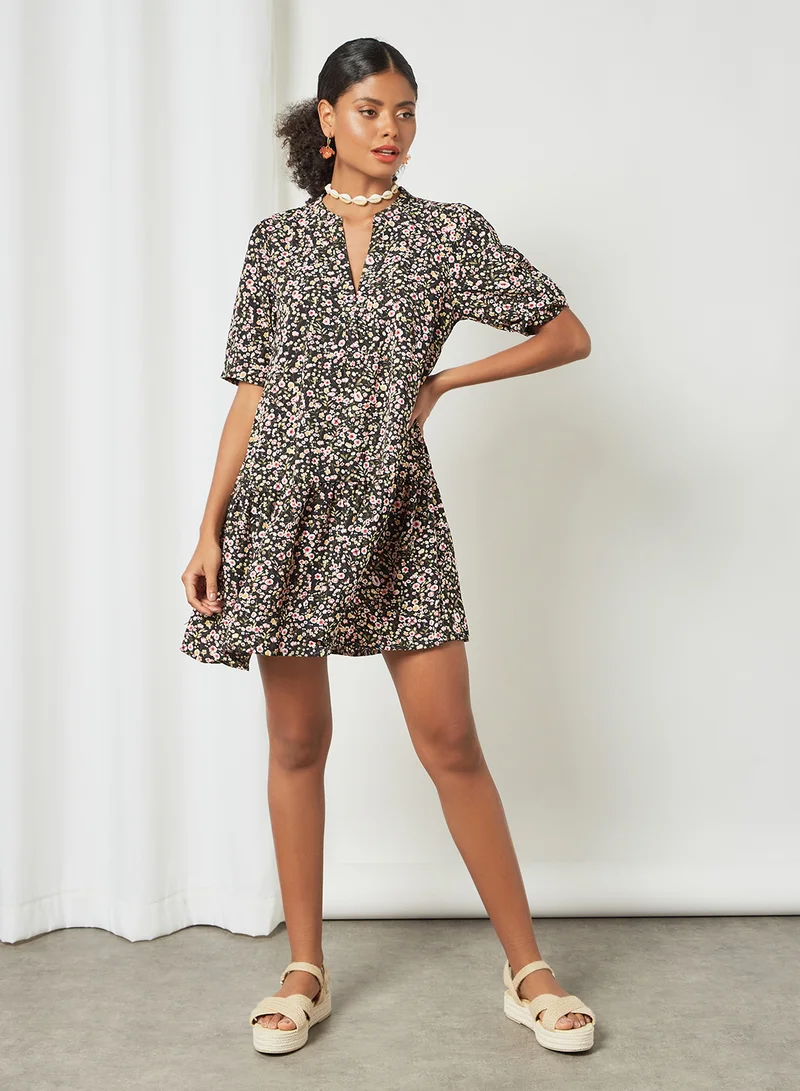 Jacqueline de Yong Floral Mini Dress Black