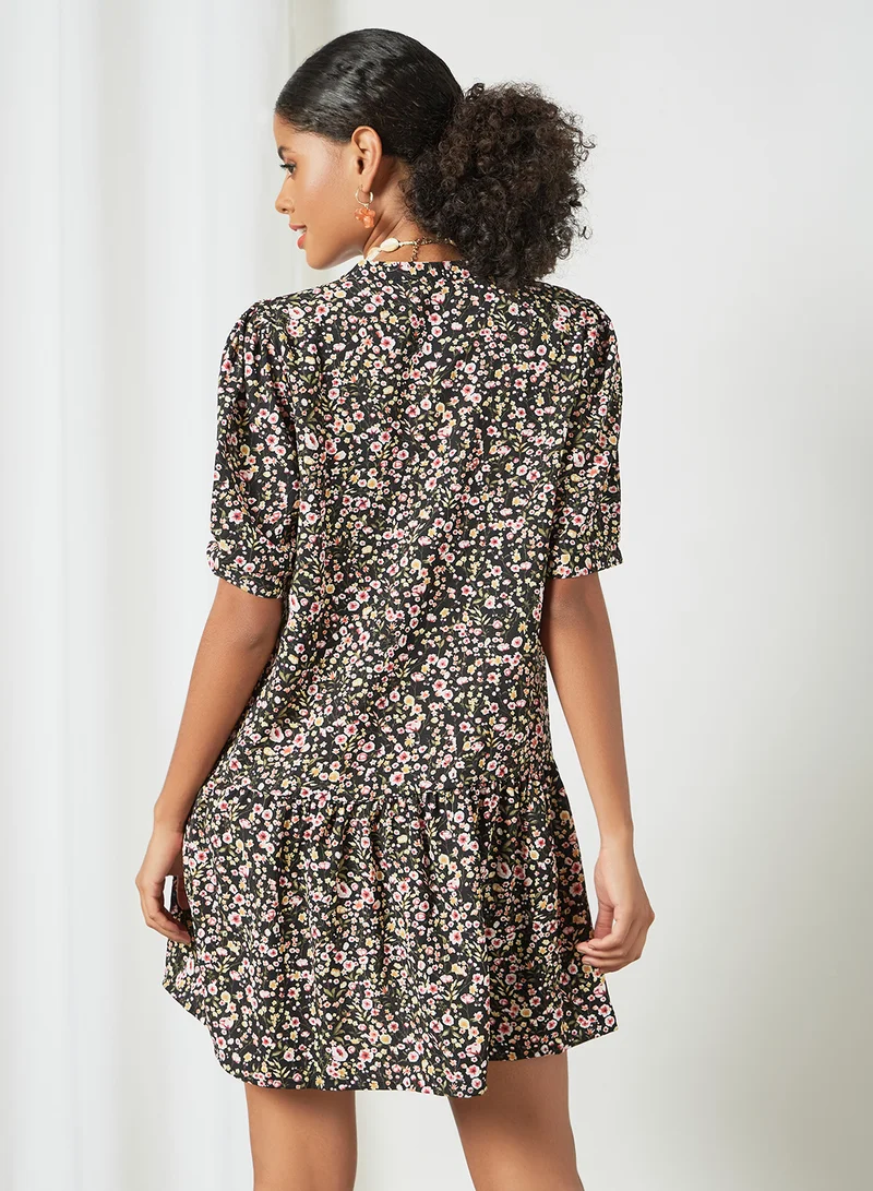 Jacqueline de Yong Floral Mini Dress Black