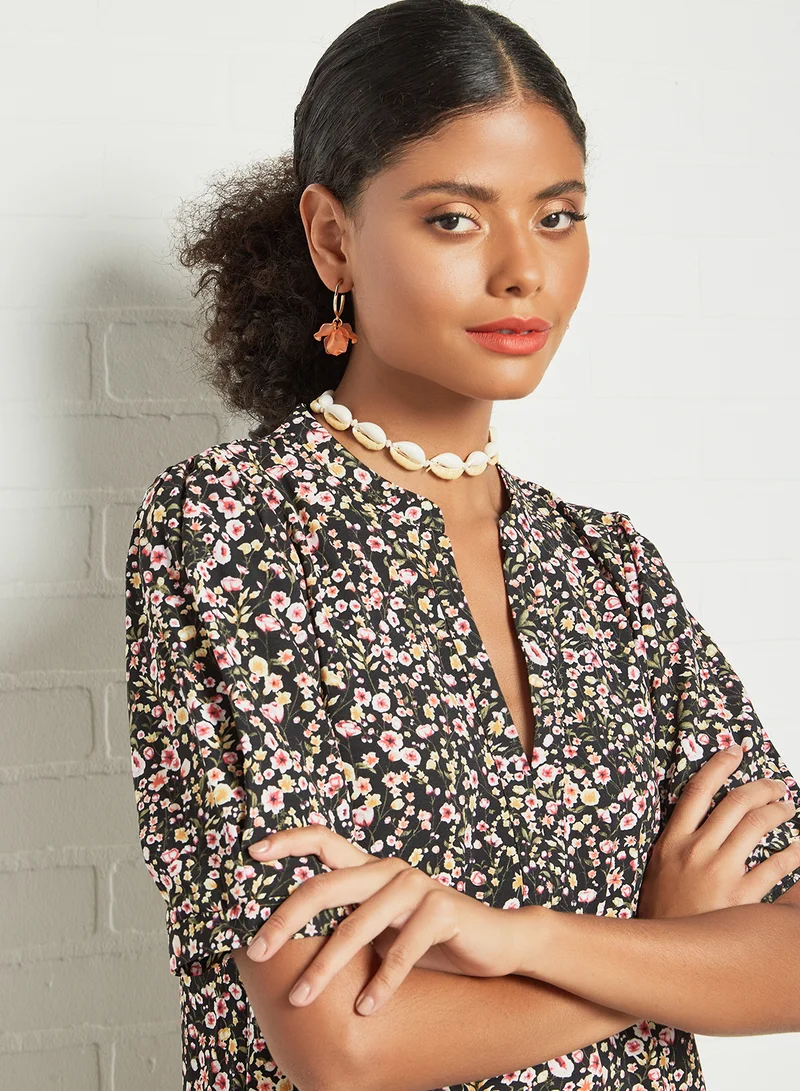 Jacqueline de Yong Floral Mini Dress Black