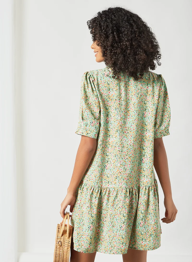 Jacqueline de Yong Floral Mini Dress Green