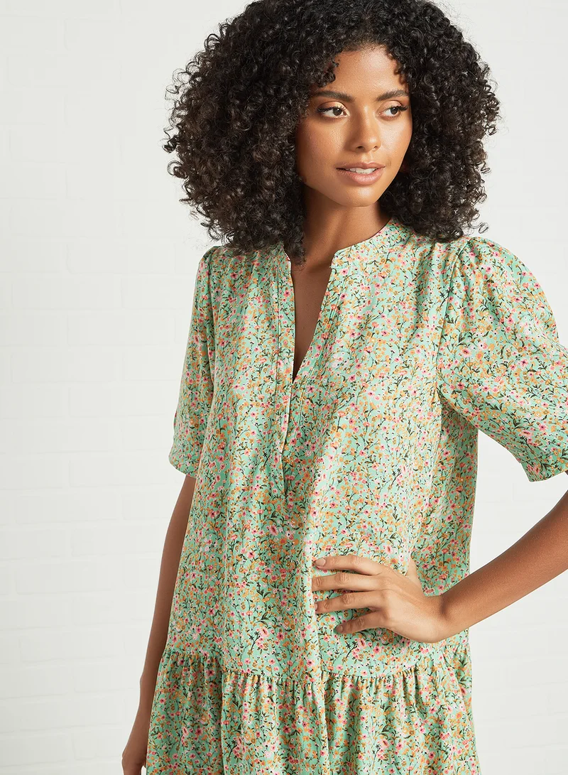 Jacqueline de Yong Floral Mini Dress Green