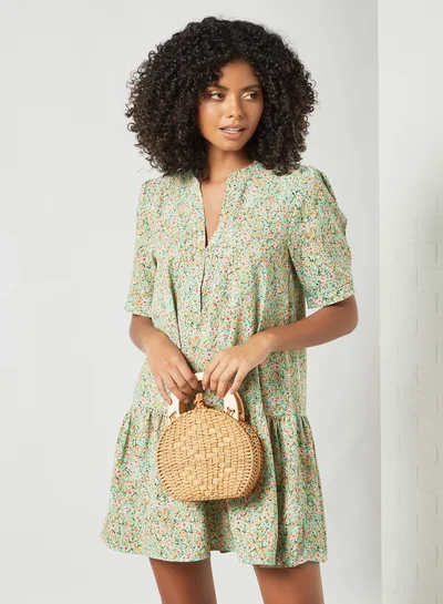 Jacqueline de Yong Floral Mini Dress Green