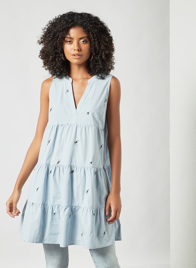 VERO MODA - Tiered Smock Dress Blue - Image 1