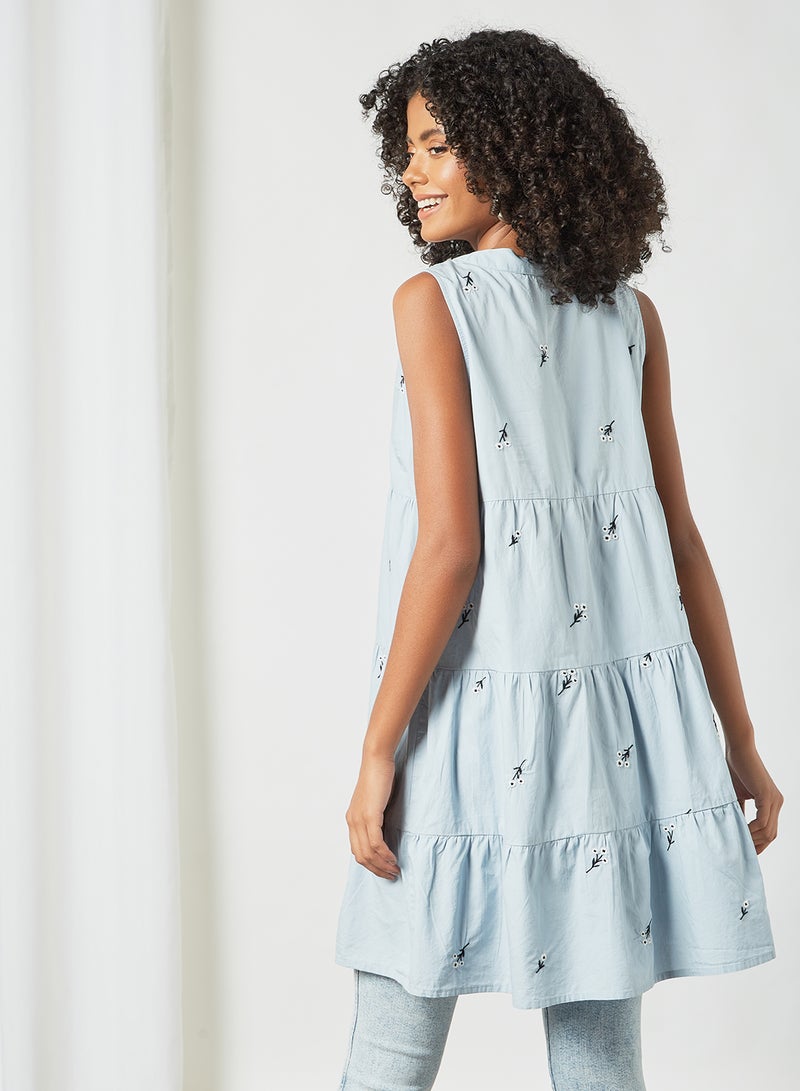 VERO MODA - Tiered Smock Dress Blue - Image 1