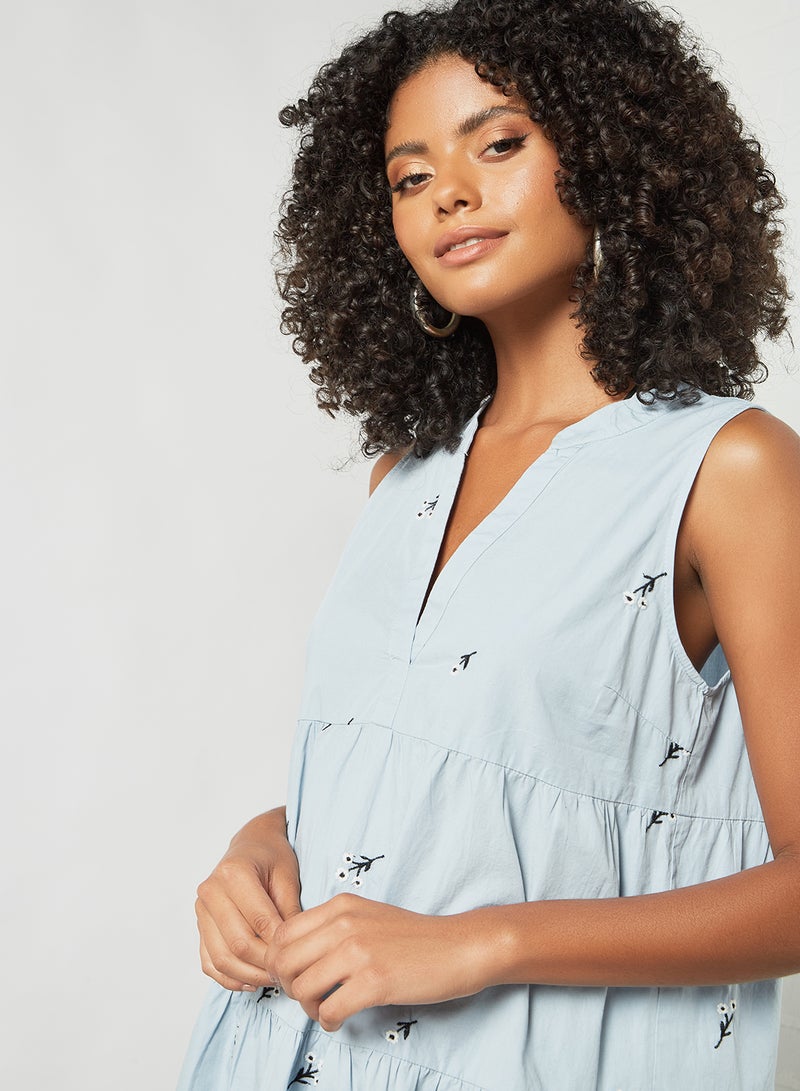 VERO MODA - Tiered Smock Dress Blue - Image 1