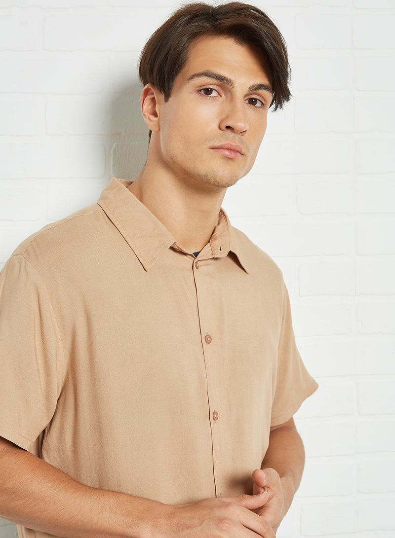 Plain Dyed Shirt Brown - v1624605455/N43976144V_2