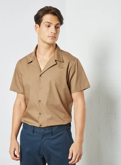 STATE 8 Short Sleeve Button Down Shirt Brown
