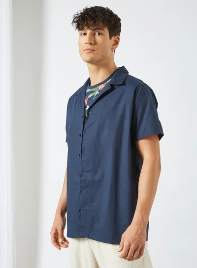 STATE 8 Short Sleeve Button Down Shirt Blue