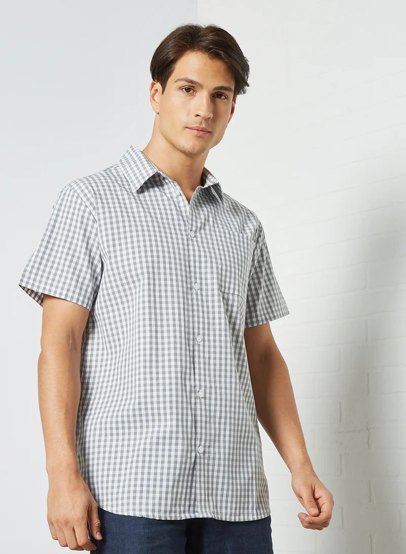 STATE 8 Gingham Print Shirt Grey