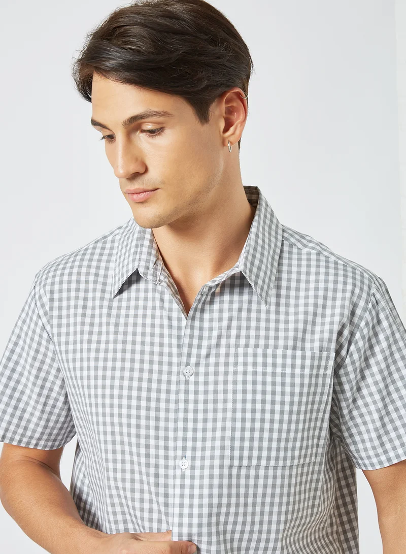 STATE 8 Gingham Print Shirt Grey