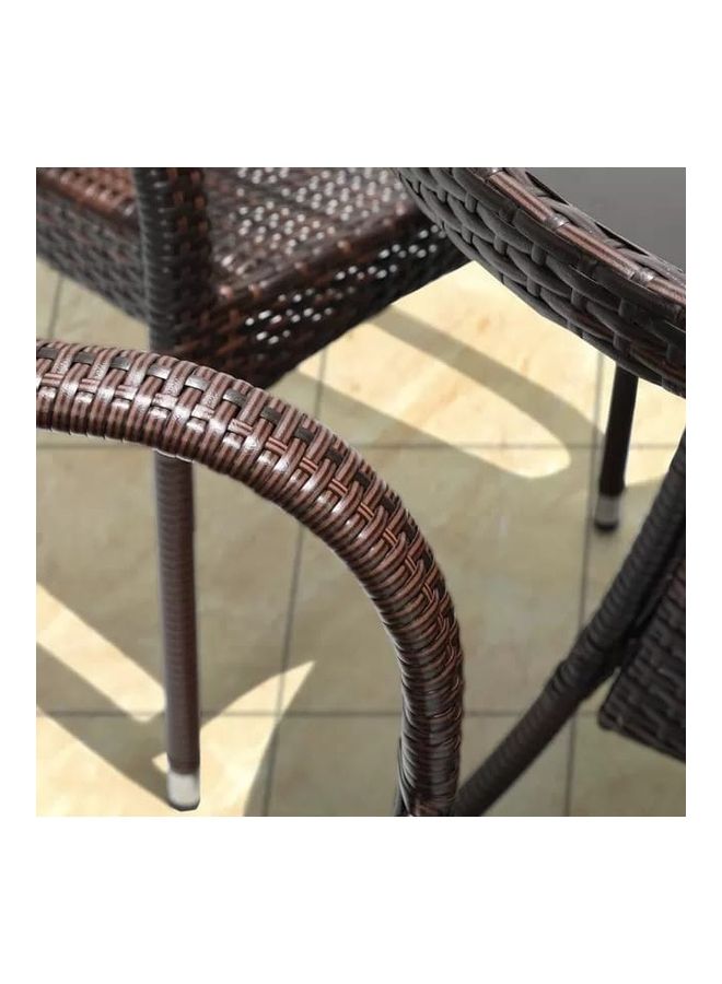 ماركة غير محددة Outdoor Furniture Rattan 4 Pieces Arm Chairs and 1 Round Table Brown 165x35x95cm  - Image 2
