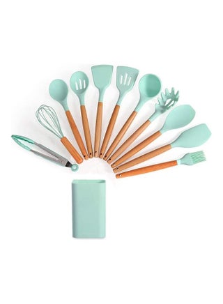 مجموعة أدوات طبخ مصنوعة من السيليكون من 12 قطعة أزرق/بني One Size - v1624608048/N48572985A_1