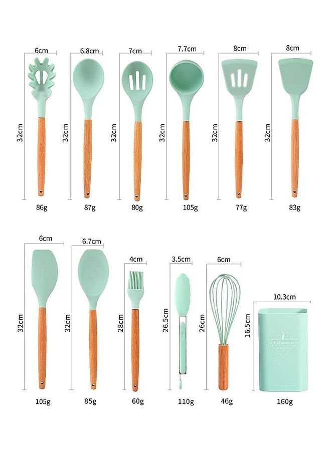 شو وو مجموعة أدوات طبخ مصنوعة من السيليكون من 12 قطعة أزرق/بني One Size  - Image 4