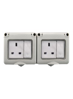 MODI Weatherproof Plug Socket and Switch Box - 2 Gang Grey/White 