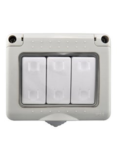 MODI Weatherproof Plug Socket and Switch Box - 3 Gang 2 Way Grey/White  - Image 1