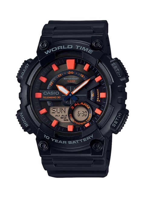 Men's Resin Analog & Digital Wrist Watch AEQ-110W-1A2VDF - 47 mm - Black