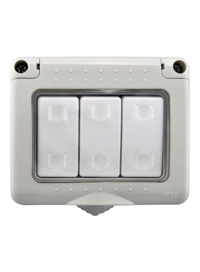 MODI - Weatherproof Plug Socket and Switch Box - 3 Gang Grey/White - Image 1