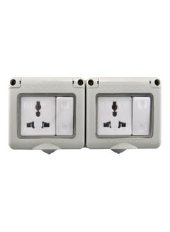 MODI Wall Weatherproof Plug Socket and Switch Box - 2 Gang Grey/White  - Image 1