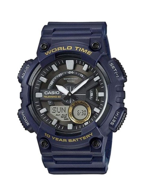 Men's Water Resistant Analog & Digital Watch AEQ-110W-2AVEF - 47 mm - Navy