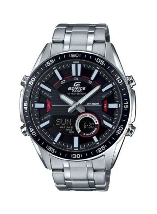 ساعة يد إديفيس بعقارب ورقمية طراز EFV-C100D-1AVDF - 52 مم - فضي للرجال - v1624612692/N23138237A_1