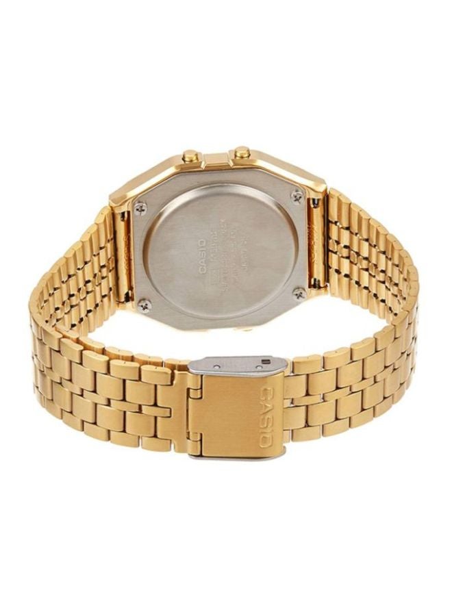 كاسيو ساعة يد رقمية مقاومة للماء بسوار من الإستانلس ستيل طراز A159WGE-1DF مقاس 34 مم - لون ذهبي للرجال - Image 2