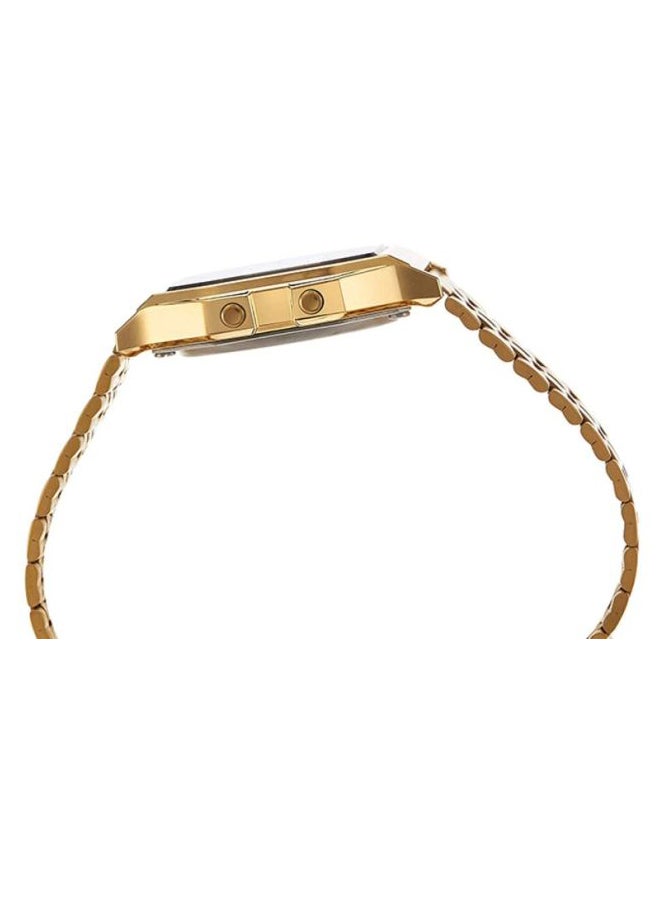 كاسيو ساعة يد رقمية مقاومة للماء بسوار من الإستانلس ستيل طراز A159WGE-1DF مقاس 34 مم - لون ذهبي للرجال - Image 3