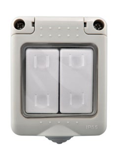 MODI Weatherproof Plug Socket and Switch Box - 2 Gang Grey/White  - Image 1