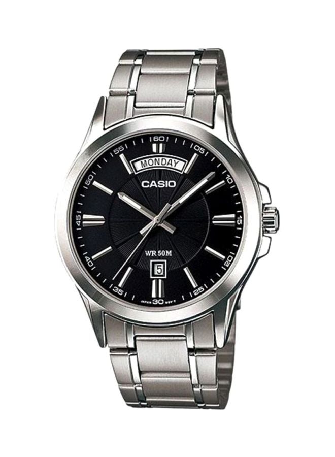 كاسيو ساعة يد بعقارب وسوار من الإستانلس ستيل طراز MTP-1381D-1AVDF - 40 مم - فضي للرجال - Image 1