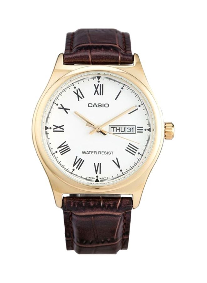 CASIO Men's Leather Analog Watch MTP-V006GL-7BUDF - 38 mm - Brown - Image 1