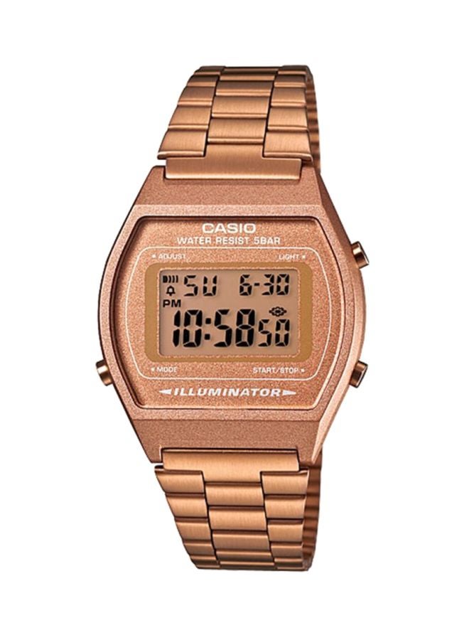 كاسيو ساعة يد رقمية بسوار من المعدن طراز B640WC-5A - قياس 38 مم - لون ذهبي وردي للنساء - Image 1