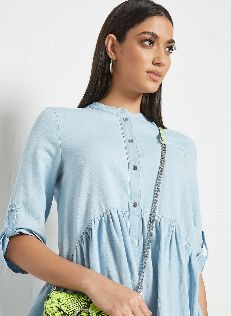 ONLY - Button Down Shirt Dress Light Blue - Image 1
