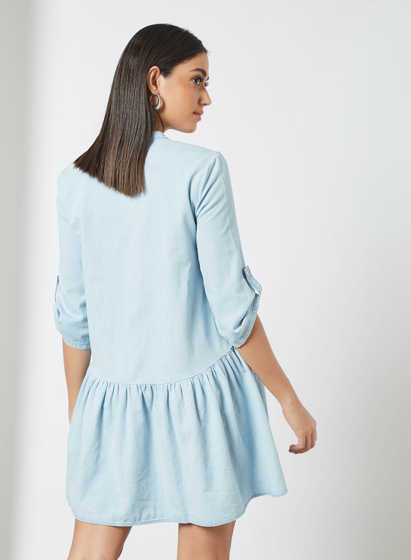 ONLY - Button Down Shirt Dress Light Blue - Image 1