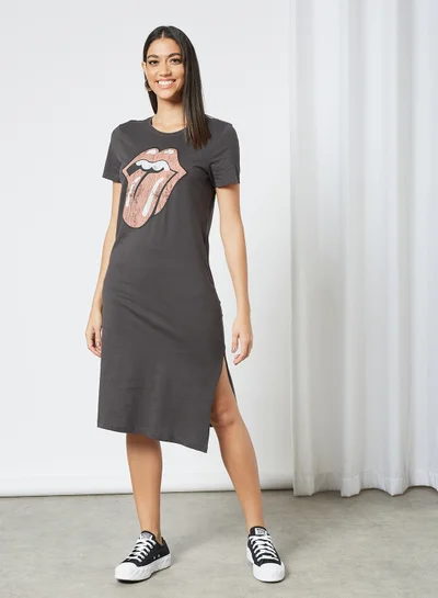 ONLY Rolling Stones Midi Dress Dark Grey