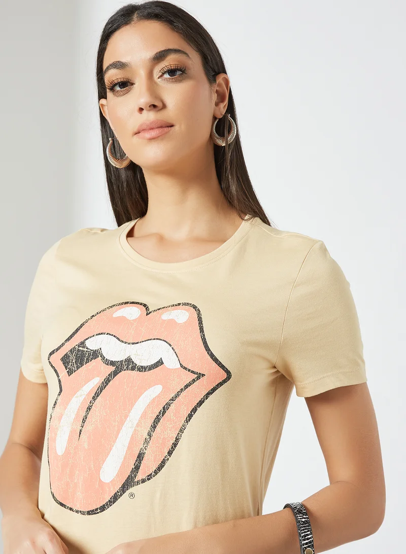 ONLY Rolling Stones Midi Dress Beige