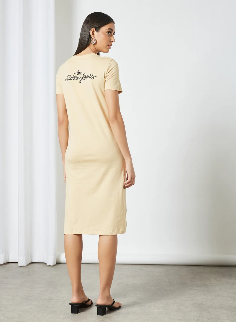 ONLY Rolling Stones Midi Dress Beige