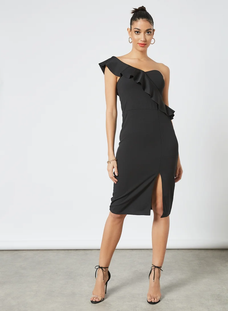 FEMME LUXE One-Shoulder Midi Dress