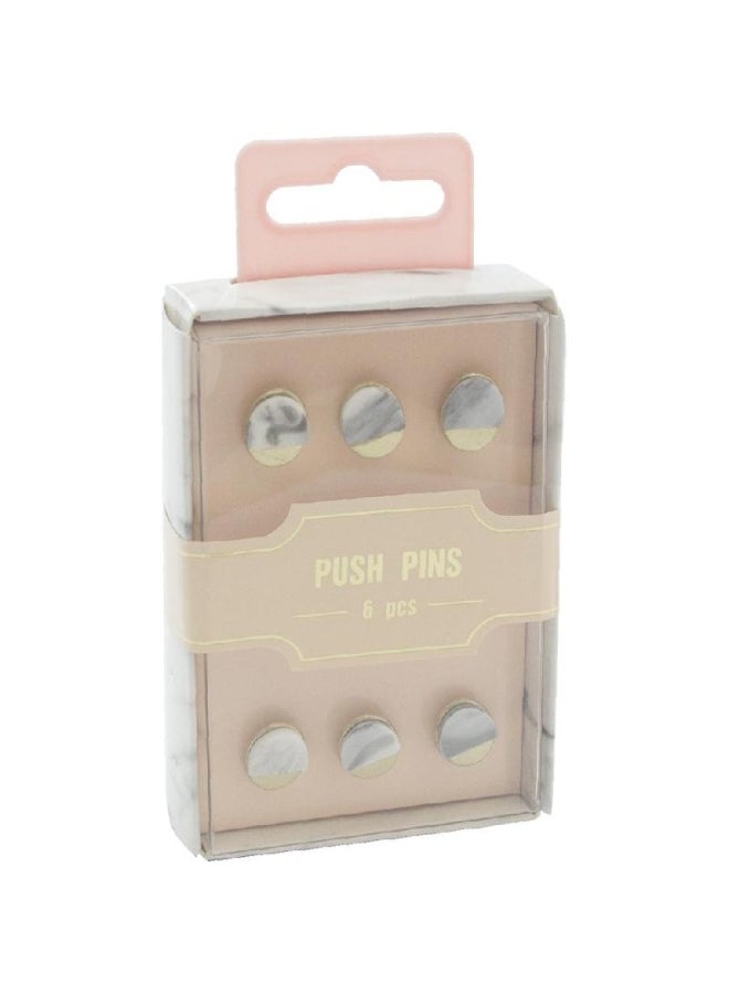 مجموعة دبابيس ضغط معدنية مكونة من 6 قطع فضي