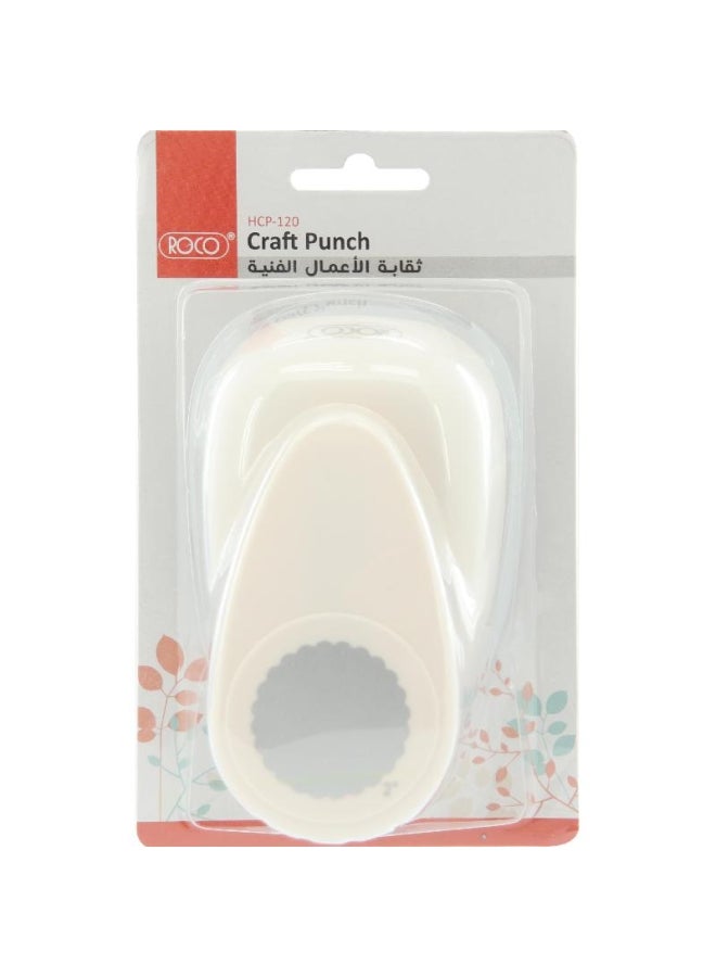 روكو ثقابة الأعمال اليدوية بفتحة واحدة وشكل صدفي دائري أبيض/بيج - Image 1