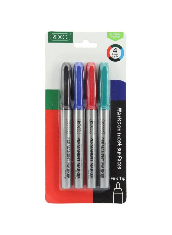 4-Piece Permanent Marker Set Multicolour