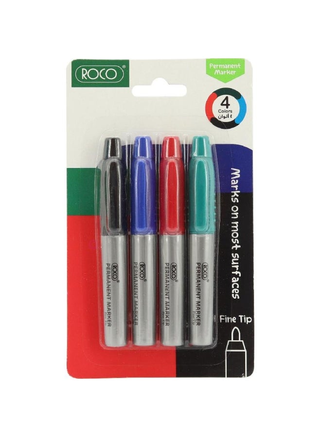 ROCO 4-Piece Permanent Marker Set Multicolour 
