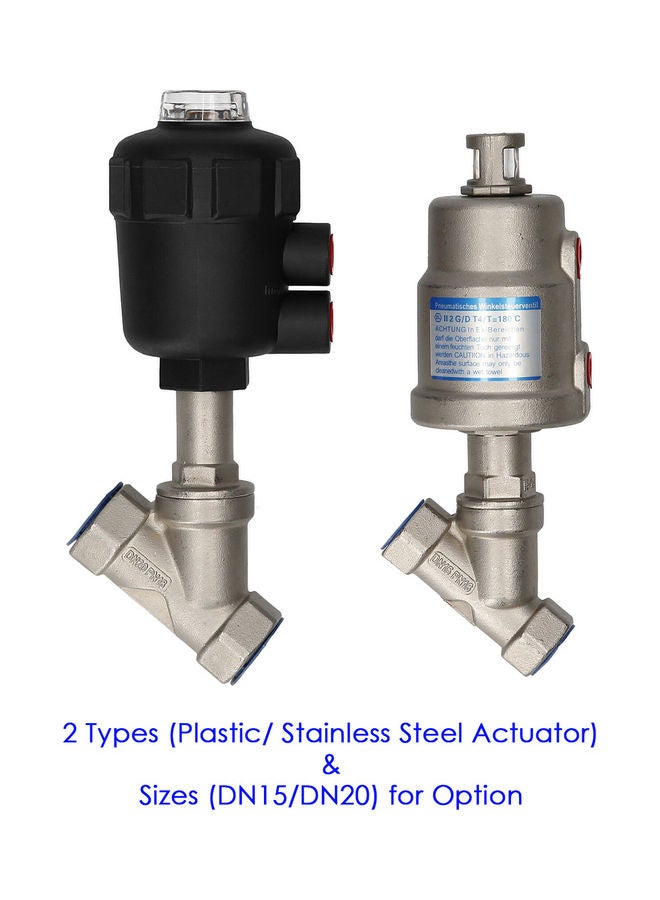 KKmoon DN20 Stainless Steel Angle Seat Valve Silver - Image 2