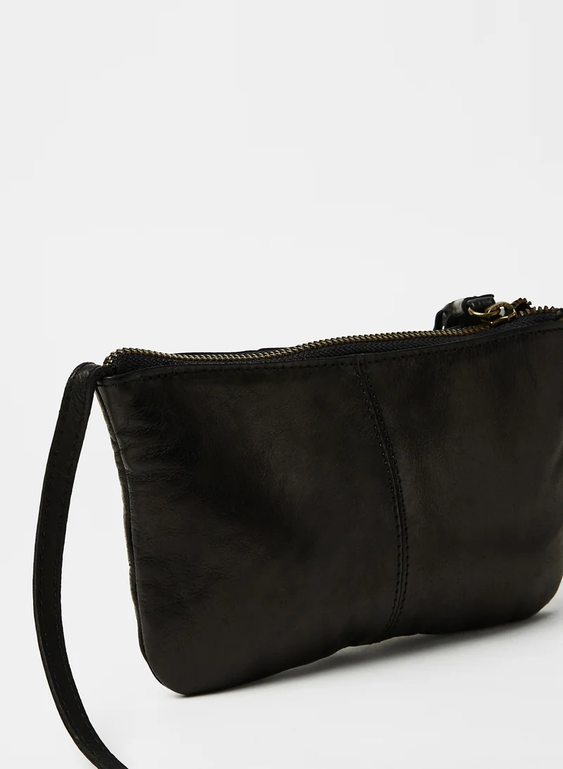 PIECES Leather Crossbody Bag Black